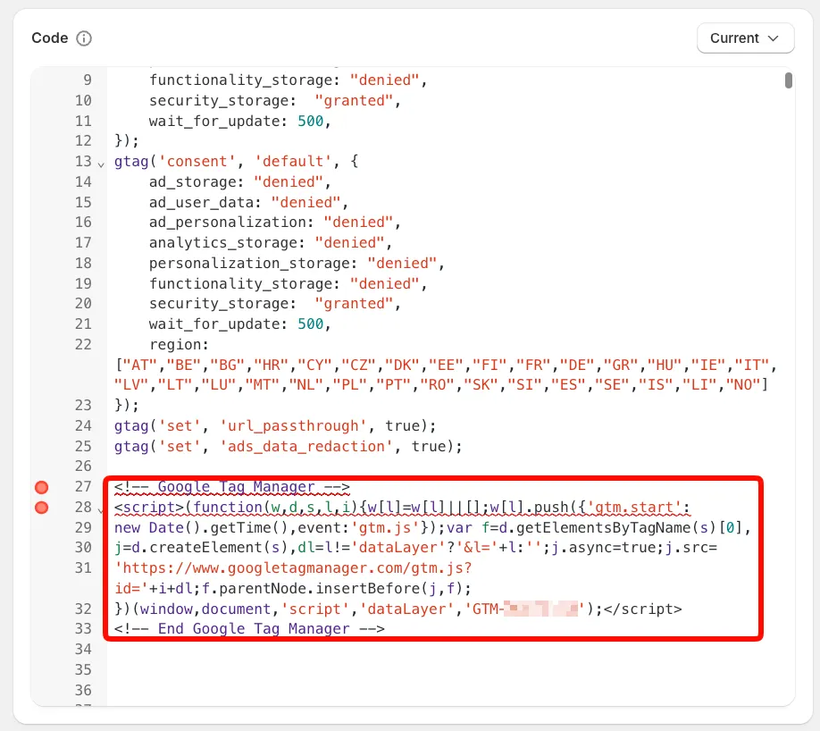 Cookifi - Shopify integration - GTM container snippet pasted