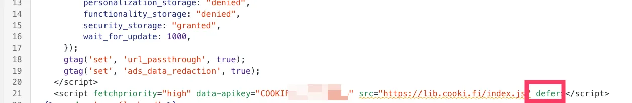 Cookifi - Shopify integration - theme liquid head defer